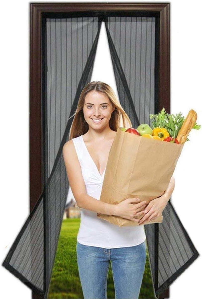 Stunq® Vliegengordijn Magnetisch zwart 210 x 90 m zonder boren balkon terras kelderdeur muggenbescherming insectenbescherming