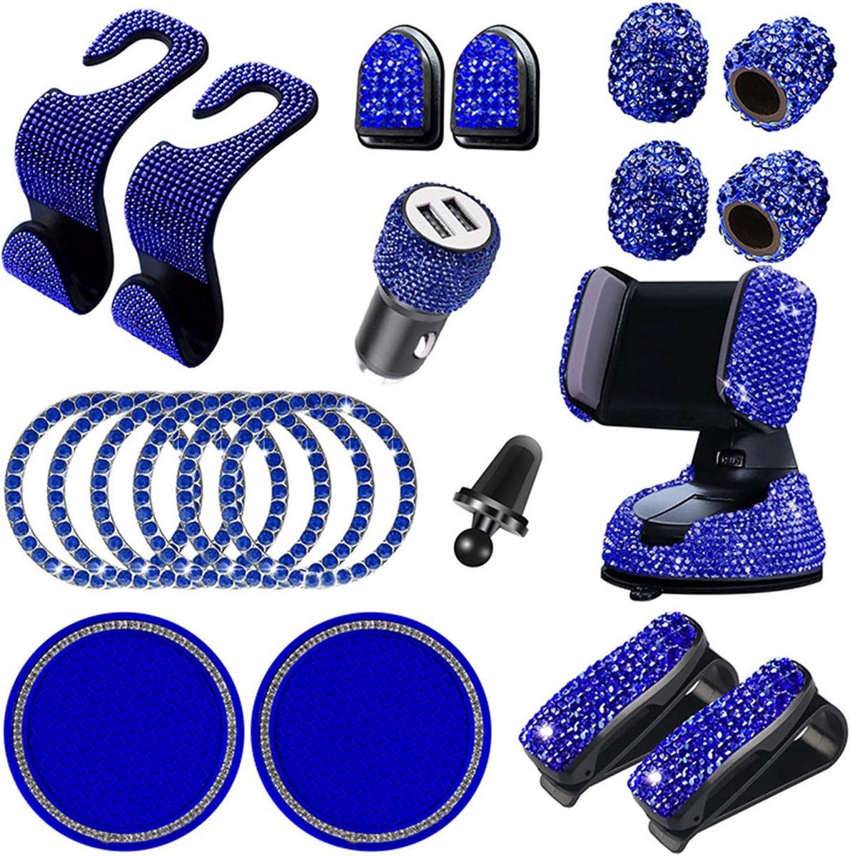 Stunq® Blingende Autodecoratieset met Glanzende Rhinestones voor Luxe Interieur