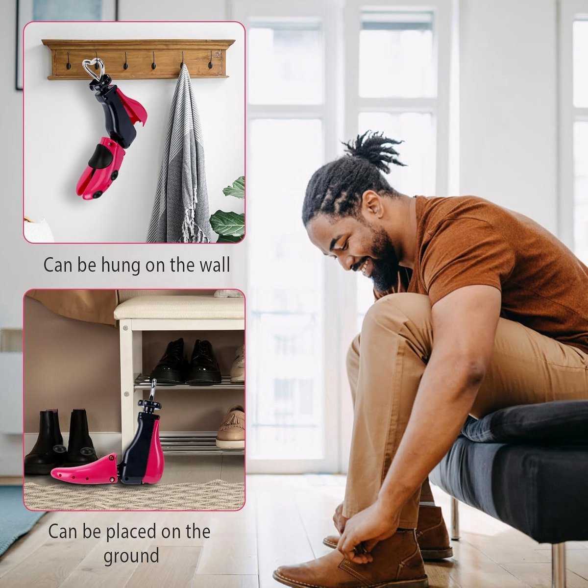 Stunq® Roze Schoenspanner Set - Multifunctionele Pasvormgereedschap voor Schoenen en Laarzen (Maat 35-42)