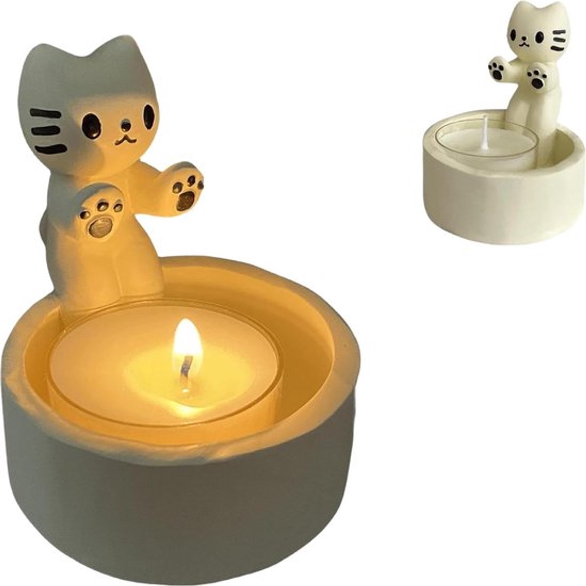 Stunq® Cute Kat Kaarsenhouder met Schattig Design, Ideaal voor Kat Liefhebbers en Decoratie van Huis of Kantoor