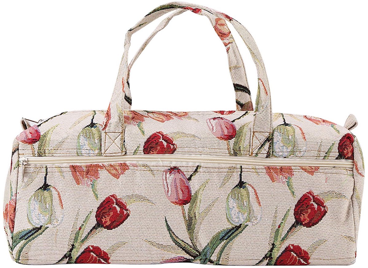 Handgemaakte tas, breinaalden, opbergtas, stoffen handwerk, trui-naalden, organizertas, huishoudtas (roze jacquard)