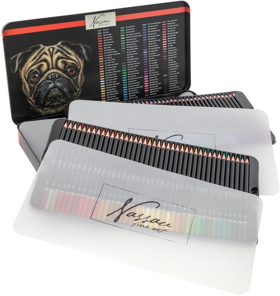 Nassau Fine Art Professional 120 Crayons de couleur de couleur | Jeu de caractères | Couleurs riches et vives | Crayons de couleur professionnels pour enfants et adultes