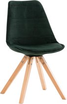 Clp Pegleg Eetkamerstoel - Vierkant frame - Fluweel - Groen - Kleur onderstel : Natura