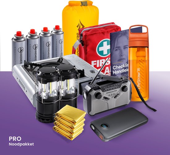 PrepPack PRO Noodpakket - #1 Noodpakket voor thuis, ook bij stroomuitval (o.a. gasstel, noodradio, waterfilter en powerbank)