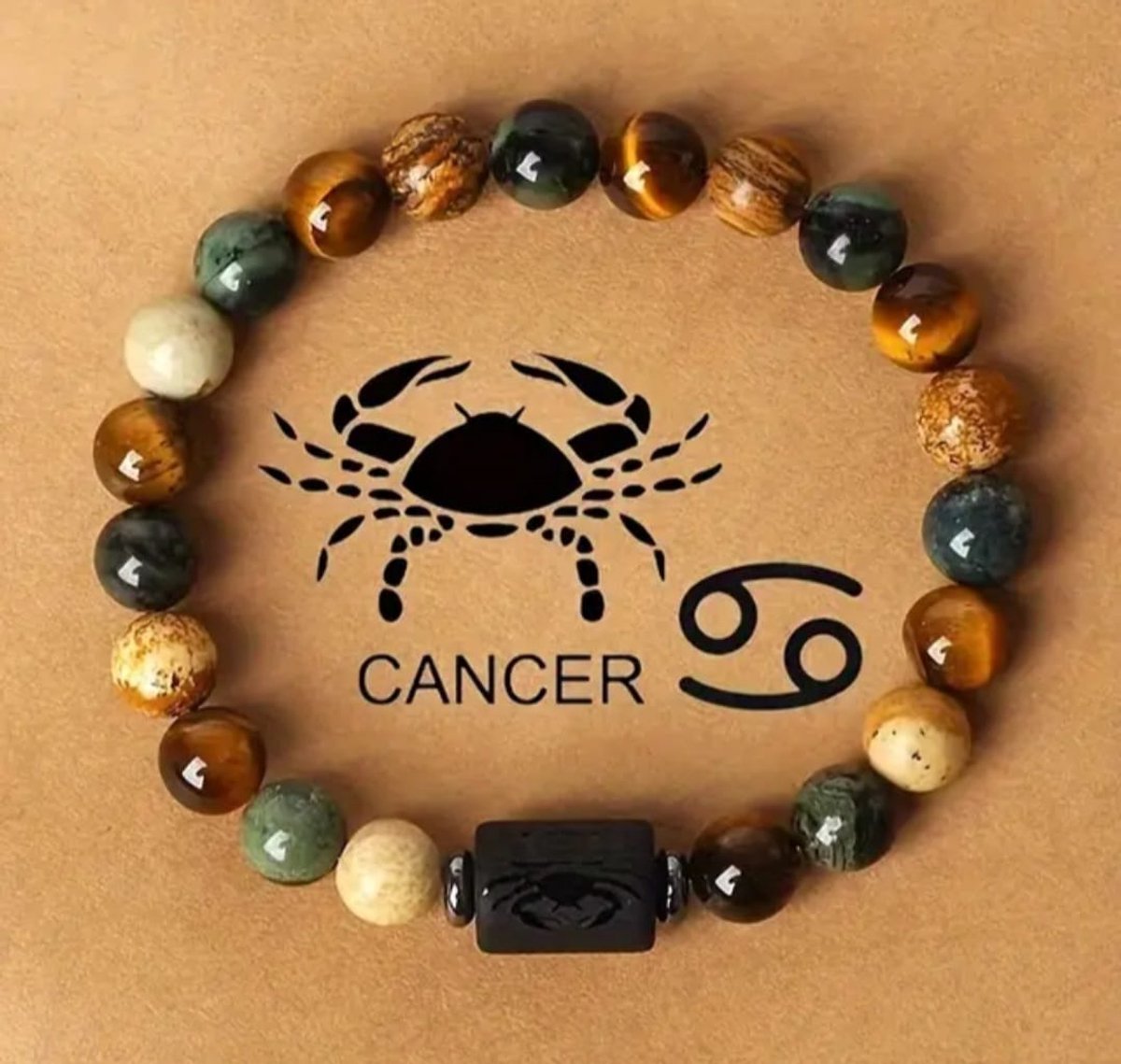 S4H kreeft Armband – Edelsteen Horoscoop Armband Kreeft – Tijgeroog & Natuursteen – 18 cm – Emotionele Balans & Bescherming – Cadeau voor Hem & Haar