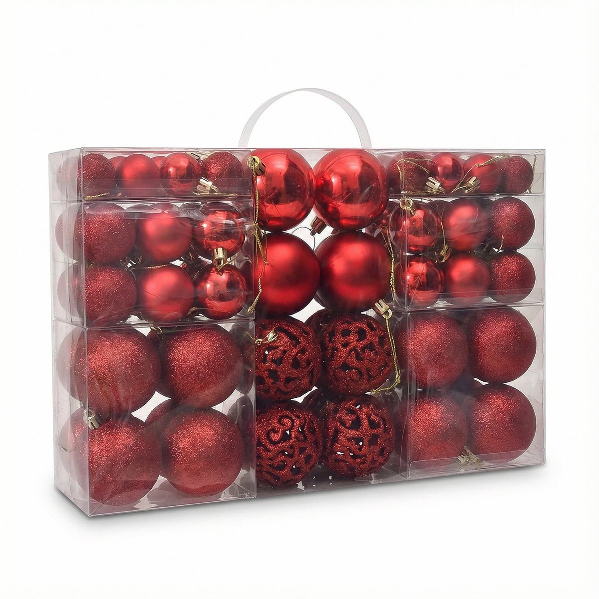 Kerstballen - 100 stuks 3-6 cm - Holle, onbreekbare feestelijke ornamenten voor kerstboom en huisdecoratie - Geschikt voor binnenhuisdecoratie - Rood