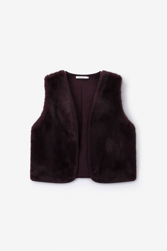 Donkerrood Faux Fur Gilet