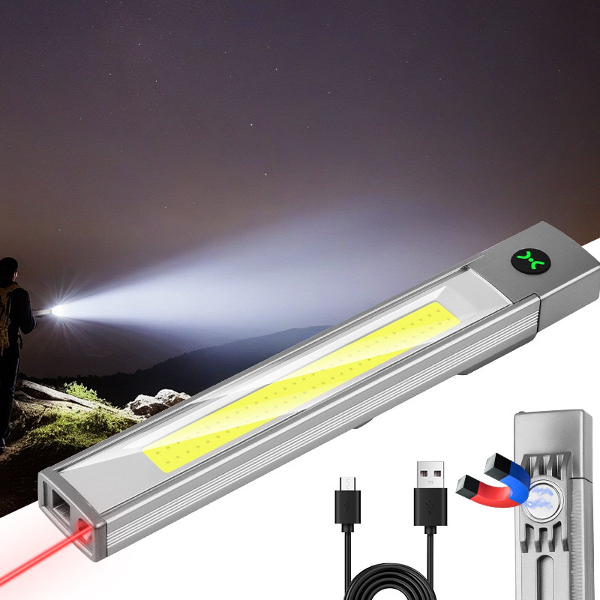 Multifunctionele laserpenlamp, hoog helder, brede lichtstraal, penvormige zaklamp, TYPE-C opladen, magnetische zaklamp