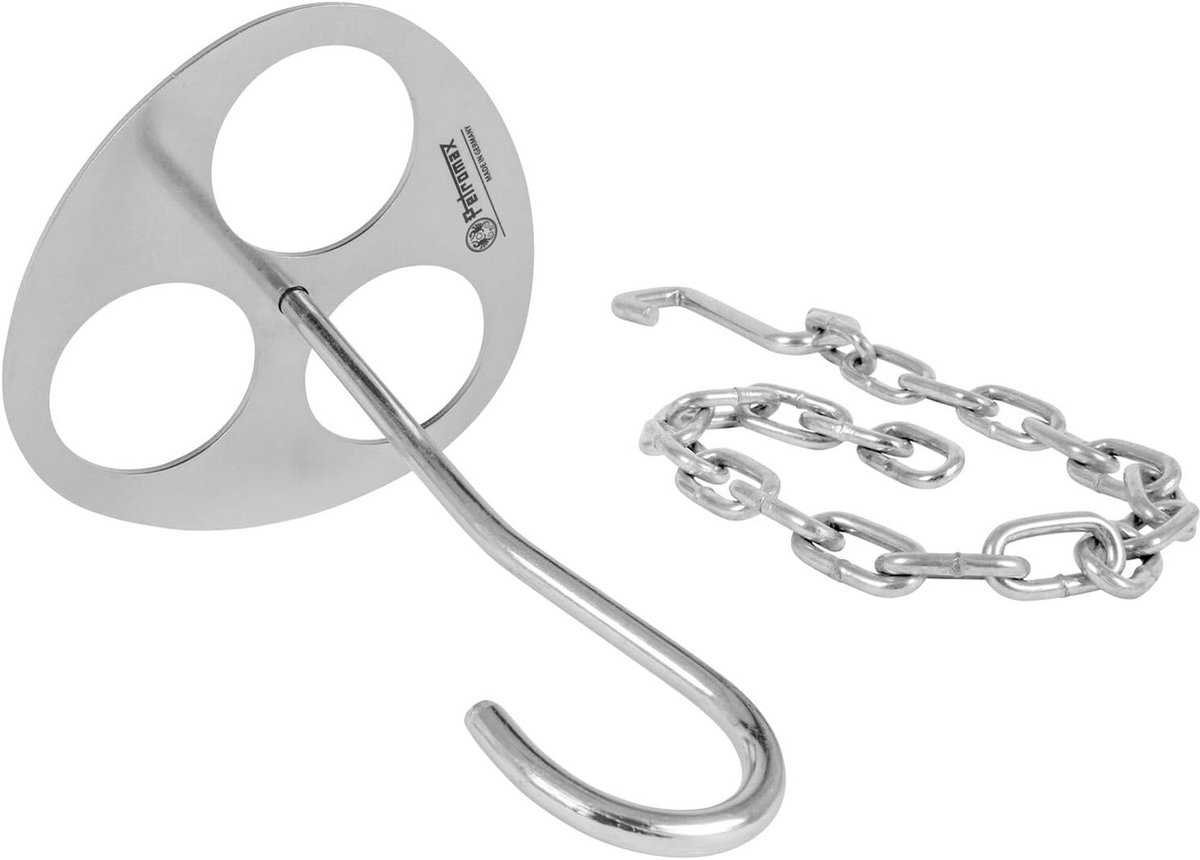 Drievoe-Achterbinder voor Kampvuur - Grote Ring met Ketting en Haken