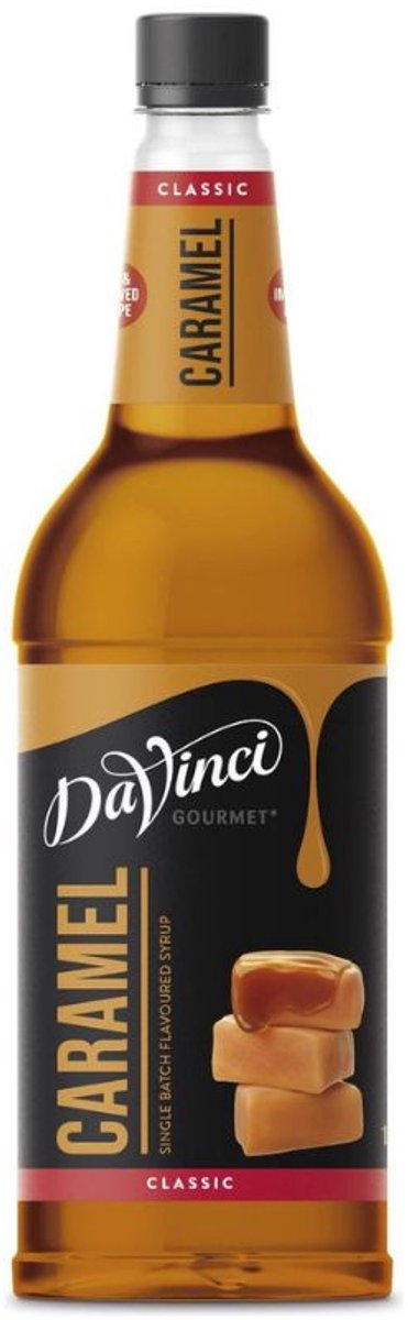 Caramel Siroop - Koffiesiroop 1 Liter Grote Fles DaVinci Gourmet - Horeca Kwaliteit!