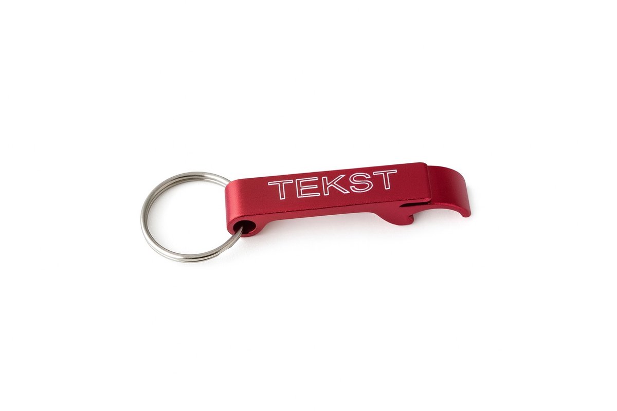 Sleutelhanger Flesopener – Aluminium – Gepersonaliseerd met Tekst – Roze-6cm x 1cm