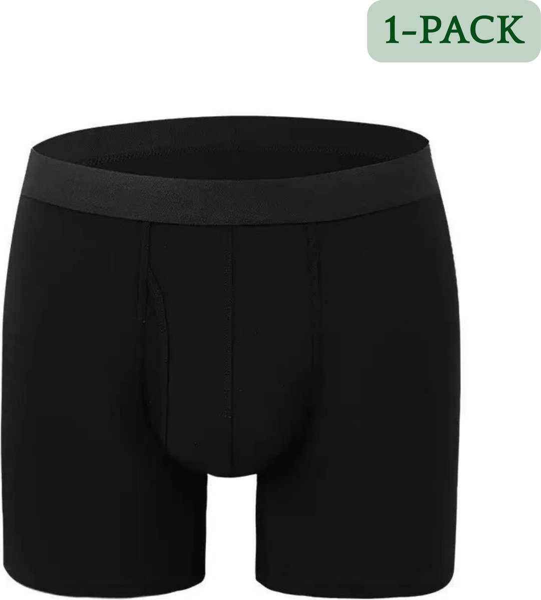 Hipperboo® Bamboe Onderbroeken - Maat M - 1 Paar - Zwart - Boxershorts - Boxers - Met opening - Met gulp - Ouvert - Heren Ondergoed