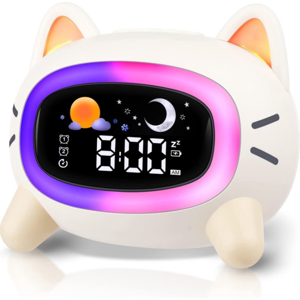Een kinderwekker die gebruikt kan worden om kinderen wakker te maken, met slaaptraining en geluidsfuncties. Het is een perfect verjaardagscadeau voor jongens en meisjes - Kitten.