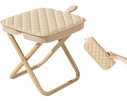 Opvouwbare Zak Stoel 30 cm - Lichtgewicht Reis Kruk - Dikke Camping Kruk - 350 lbs Draagvermogen - Khaki Kleur - Voor Outdoor Activiteiten - Compact en Draagbaar