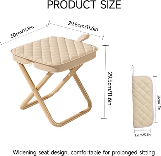 Opvouwbare Zak Stoel 30 cm - Lichtgewicht Reis Kruk - Dikke Camping Kruk - 350 lbs Draagvermogen - Khaki Kleur - Voor Outdoor Activiteiten - Compact en Draagbaar van Merkloos — afbeelding 2