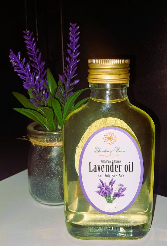 Organic lavendel olie puur en koudgeperst 100 ml voor huid, haar, nagels en gezicht - body olie - massage olie - lavendelolie - op basis druivenpit oie - druivenpitolie - nagelolie - slaap olie - slaapolie - nachtrust, ontspannende olie