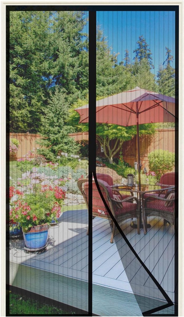 Stunq® Magnetisch Vliegengordijn voor Balkondeur, 90 x 190 cm, Geen Boren, Insectenbescherming, Zwart