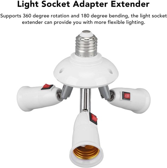 Light Socket Splitter Adapter 3 in 1 - Met Verstelbare Knopschakelaar ...