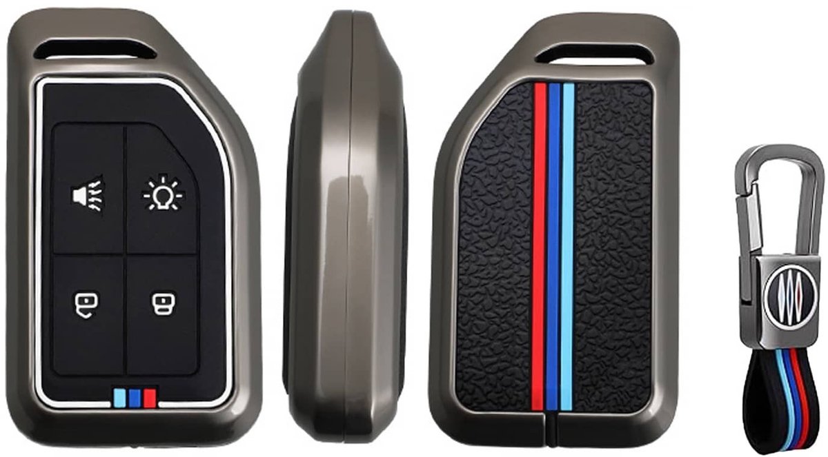 Autosleutel Hoesje geschikt voor Volvo Truck - Sleutelcover - Metalen Sleutelhoes Accessoires - grijs