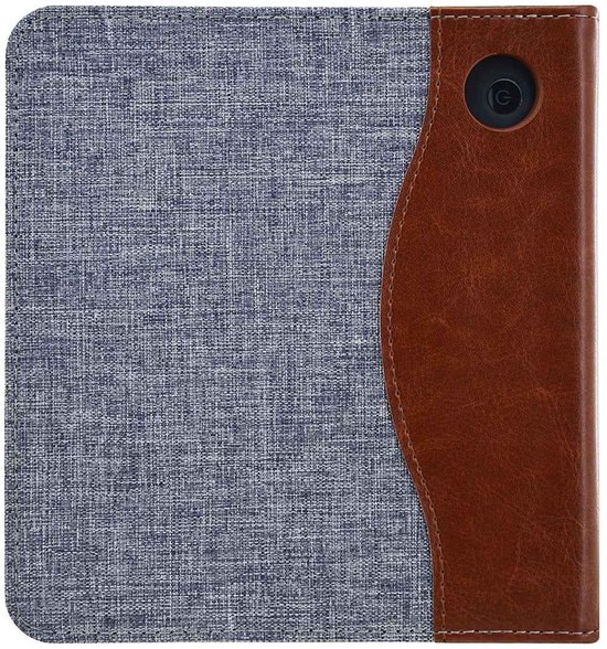 Hoesje Geschikt voor Kobo Libra H2O Sleepcover Jeans Style Hoes Grijs - ereader hoesje - cover van Merkloos — afbeelding 2