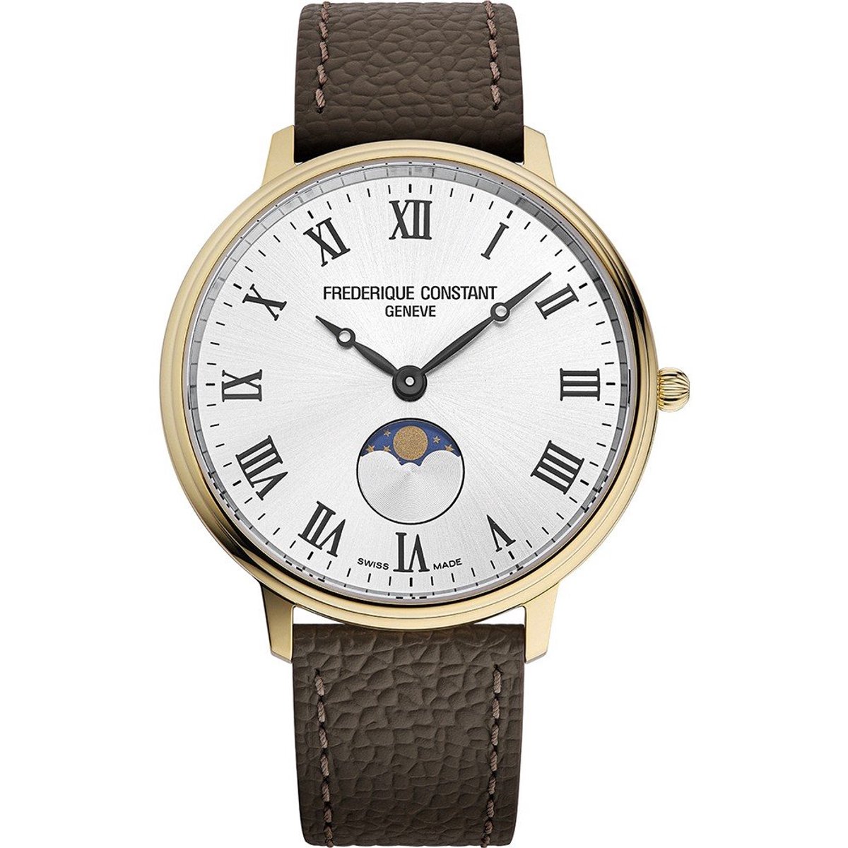 Frédérique Constant Classics Moonphase FC-206RS3S5 Horloge - Leer - Bruin - Ø 39 mm
