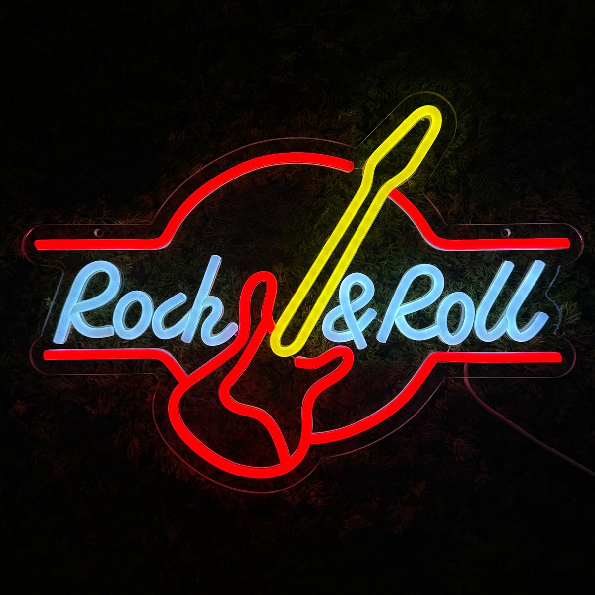 Neon Lamp - Rock & Roll Rood / Geel - Dimbaar - Incl. Ophanghaakjes - Neon Sign - Neon Verlichting - Neon Led Lamp - Wandlamp