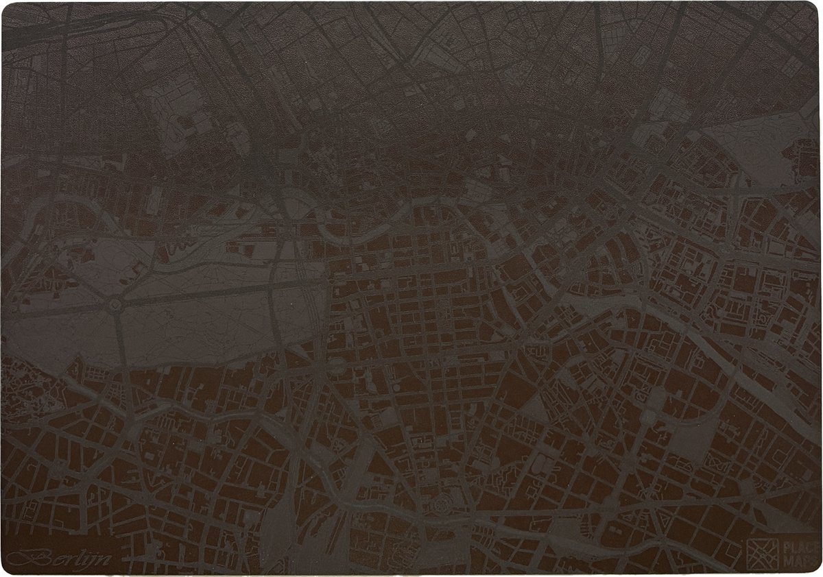 Place Maps Gegraveerde Kunstlederen Placemat Berlijn Cacaobruin 1 stuk