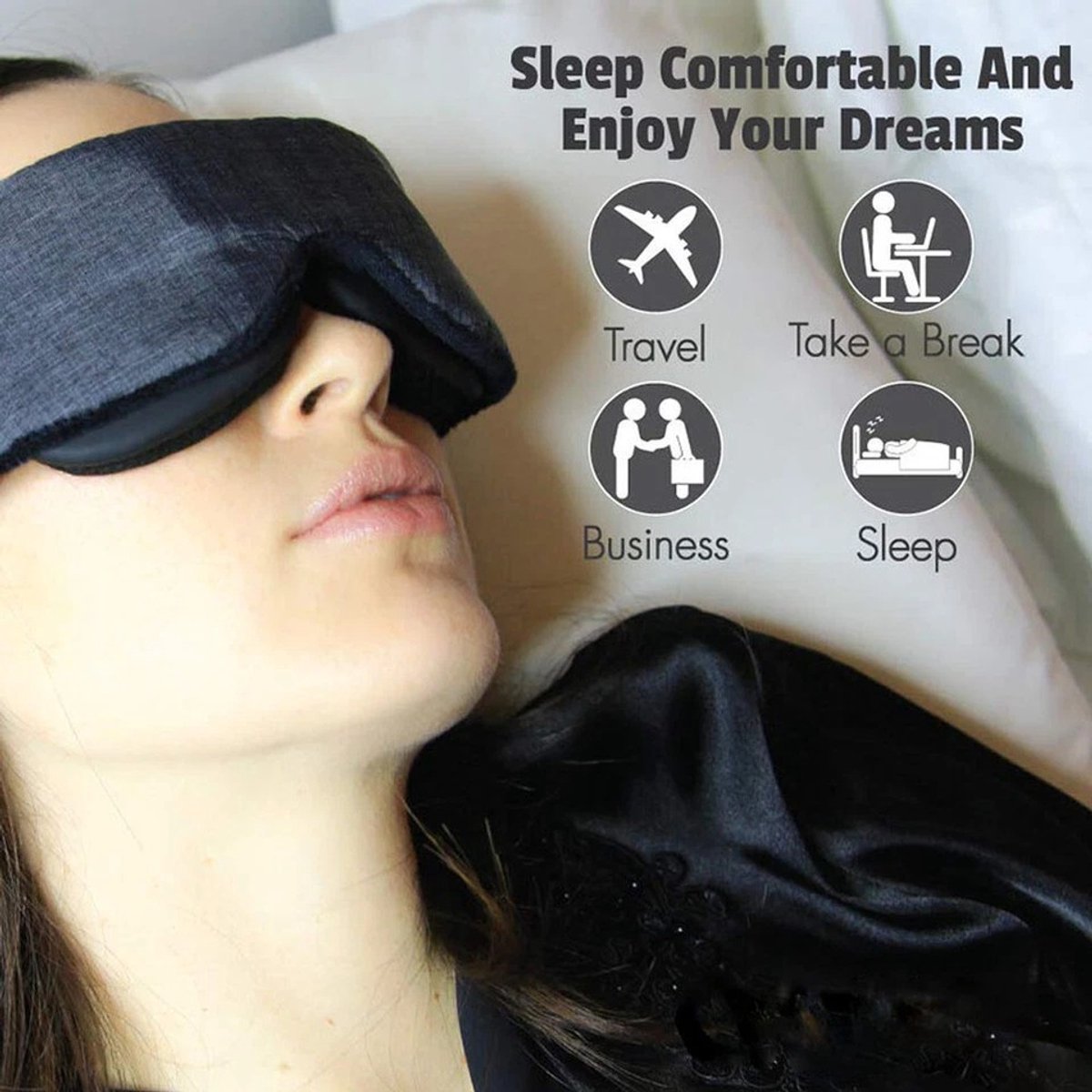 100% verduisterend 3D slaapmasker voor dames en heren - Ultrazacht en comfortabel — afbeelding 5