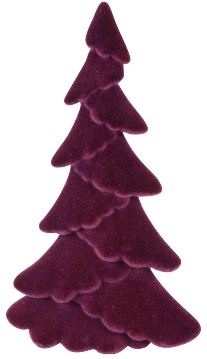 Kerstboom ovaal gevlokt Mea L paars - Een paarse ovale kerstboom met sneeuwvlokpatroon.