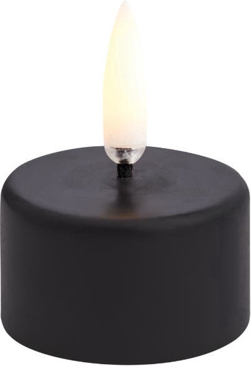 UYUNI Waxinelichtje LED zwart - incl. Batterijen - 4 x 2,1 cm Plain Black - Uyuni Lighting - met timer