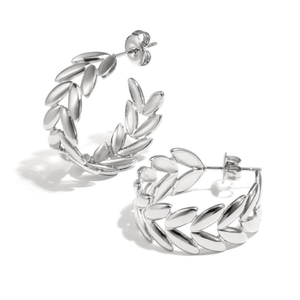 Yehwang - Zilveren Oorbellen Met Blaadjes - Zilver Oorbelletje - Stainless Steel Sieraad - Sieraden - Cadeau - Cadeautip - Kerst - Feestdagen