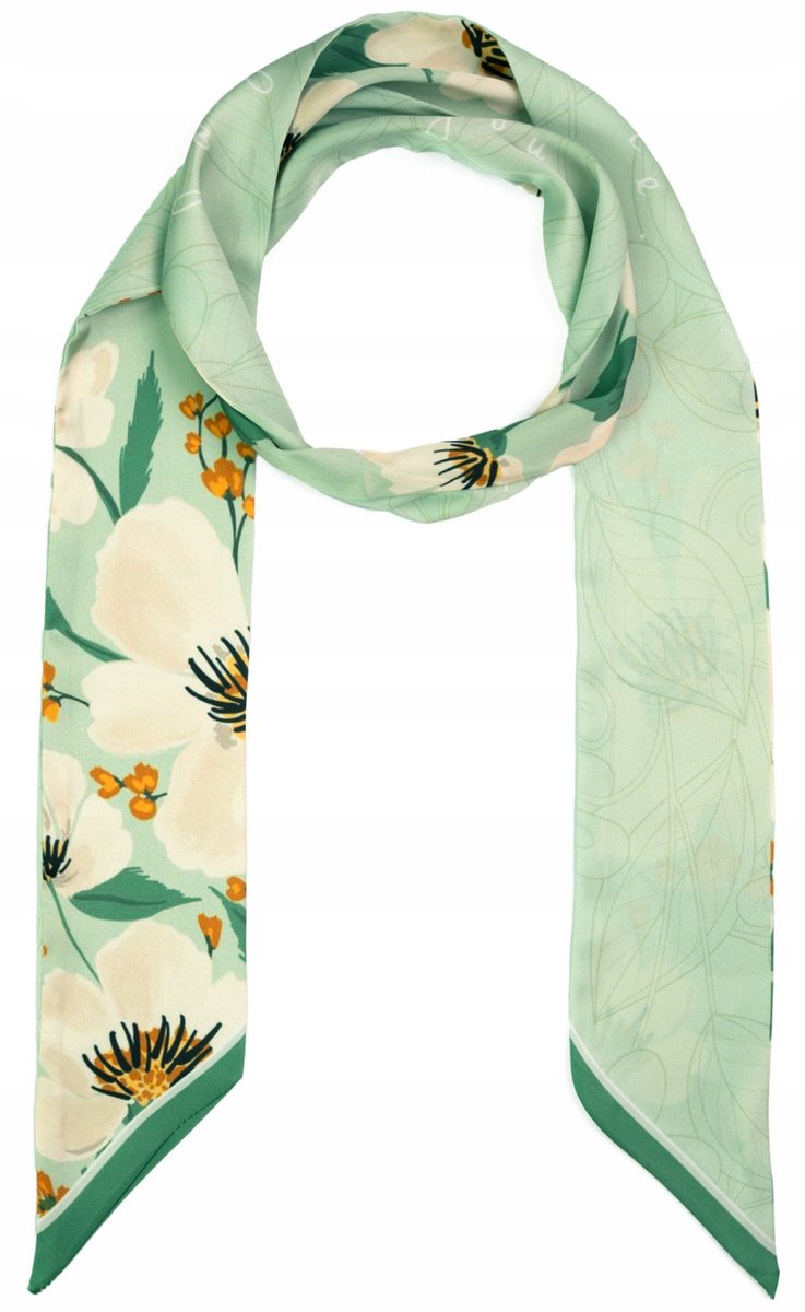 Zijdeachtige Dames Sjaal White Lotus - Mintgroen & Ecru