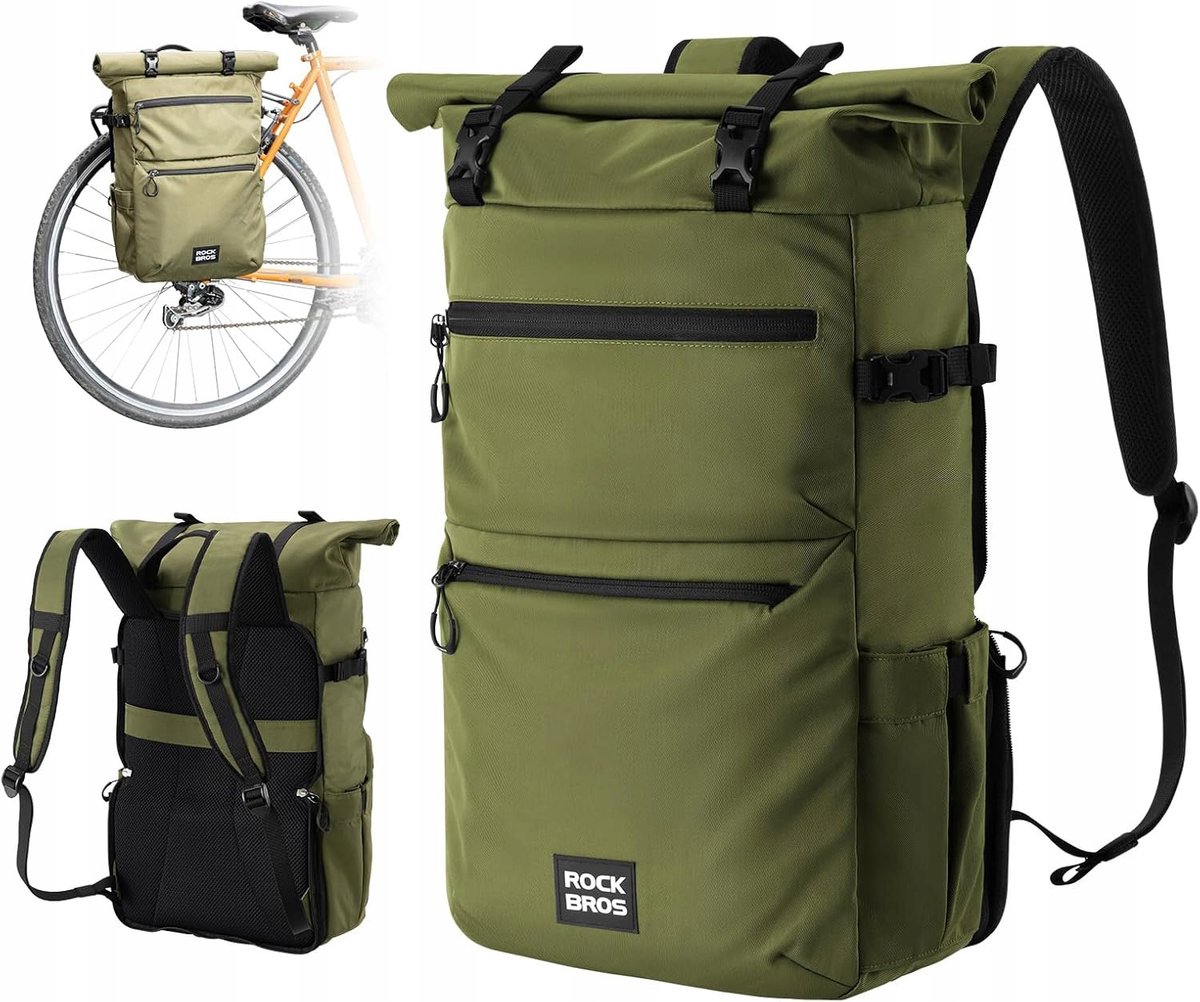 Rockbros A34 Fietsbagagedrager Tas 3-in-1 met Rugzakfunctie 11-16L Groen