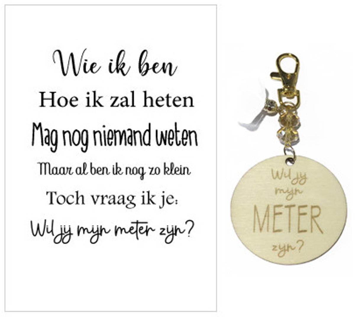 Sleutelhanger meter kralen wie ik ben | beige | meter vragen | meter worden