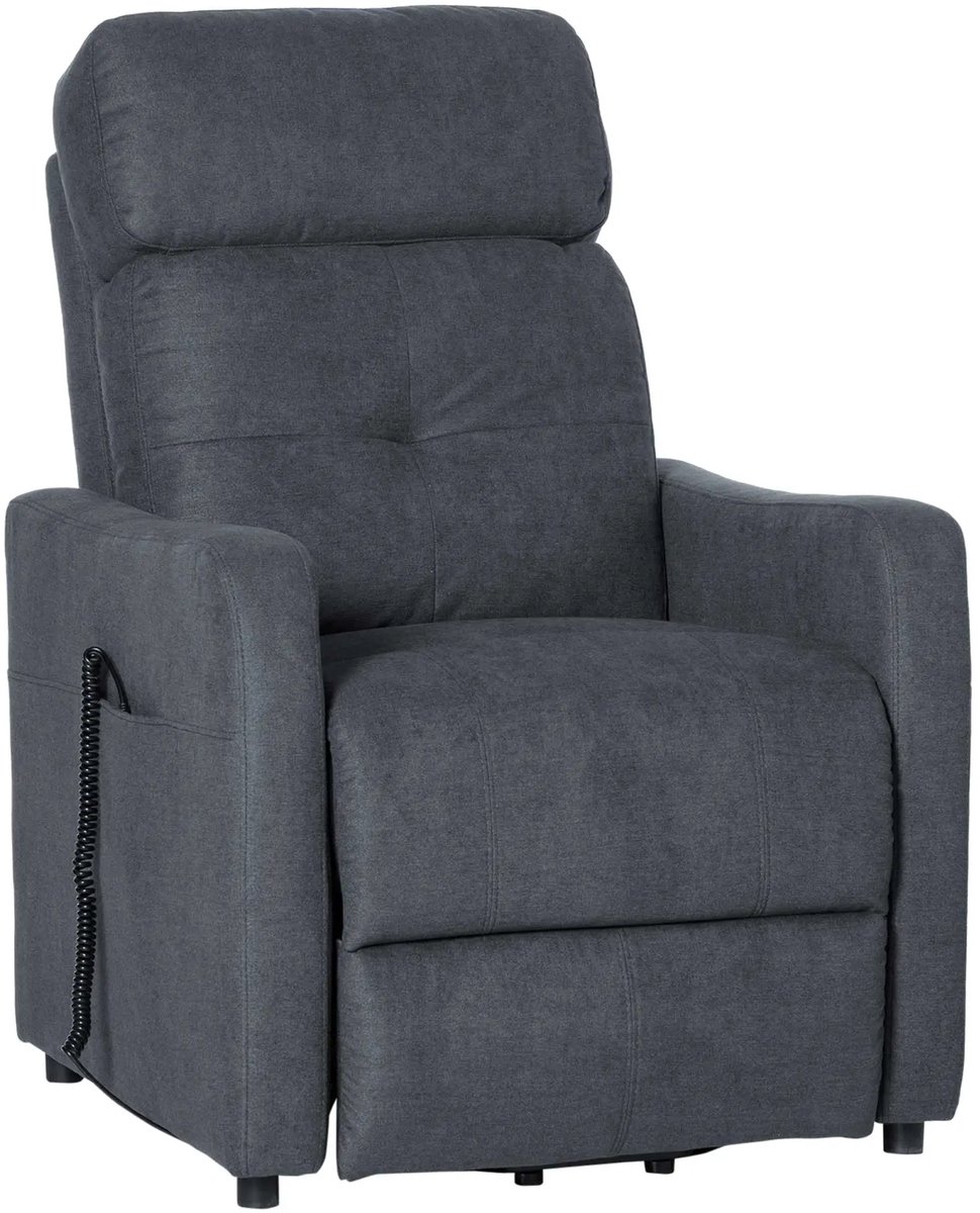 Sta op stoel elektrisch - Relaxfauteuil - Zetel - Stof - 1 persoons - Met armleuning - Zeer comfortabel - Elektrisch - Donkergrijs