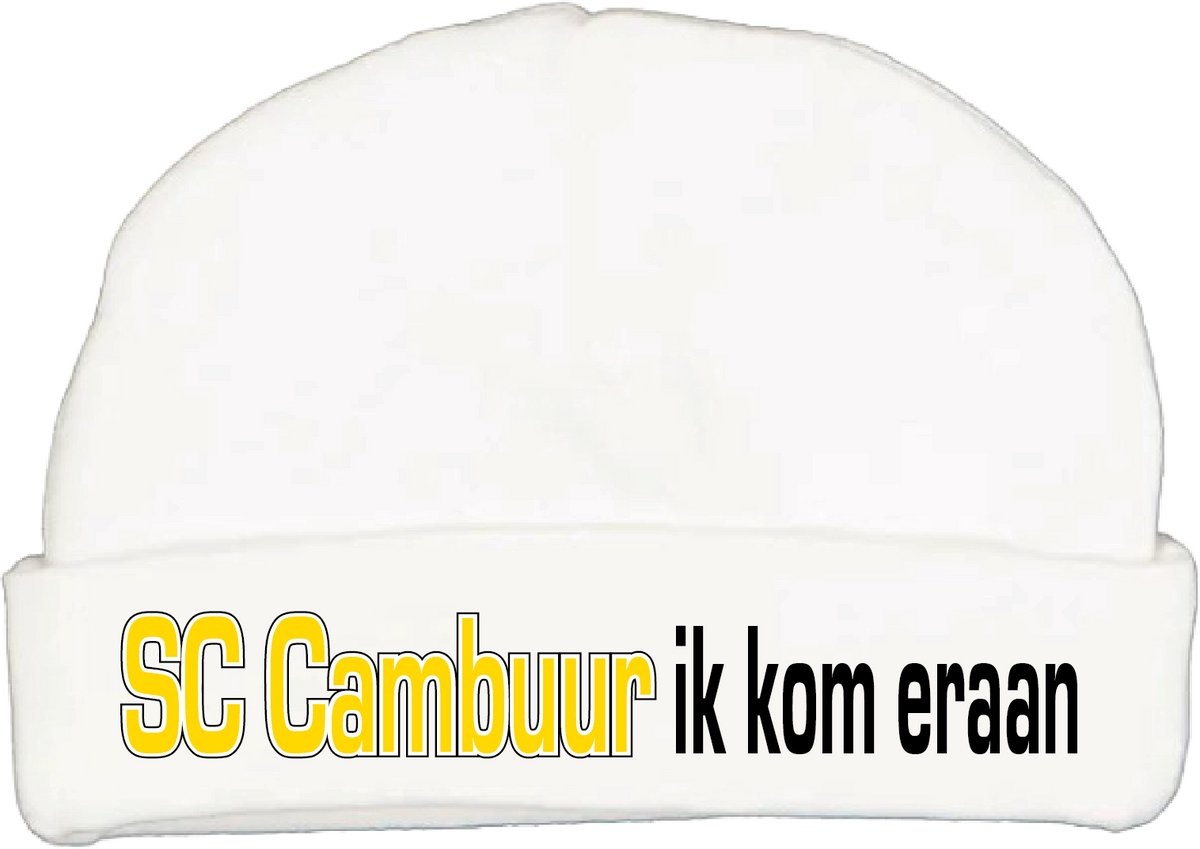 Babymutsje met de tekst: SC Cambuur ik kom eraan !