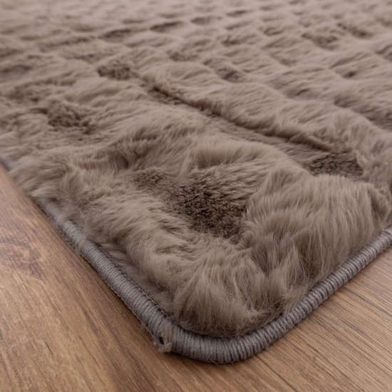Tapis Taupe Doux Tapis à Poils Hauts Koho Bubble - 160x230 cm - Moderne - Salon - Chambre à Coucher - Salle à Manger