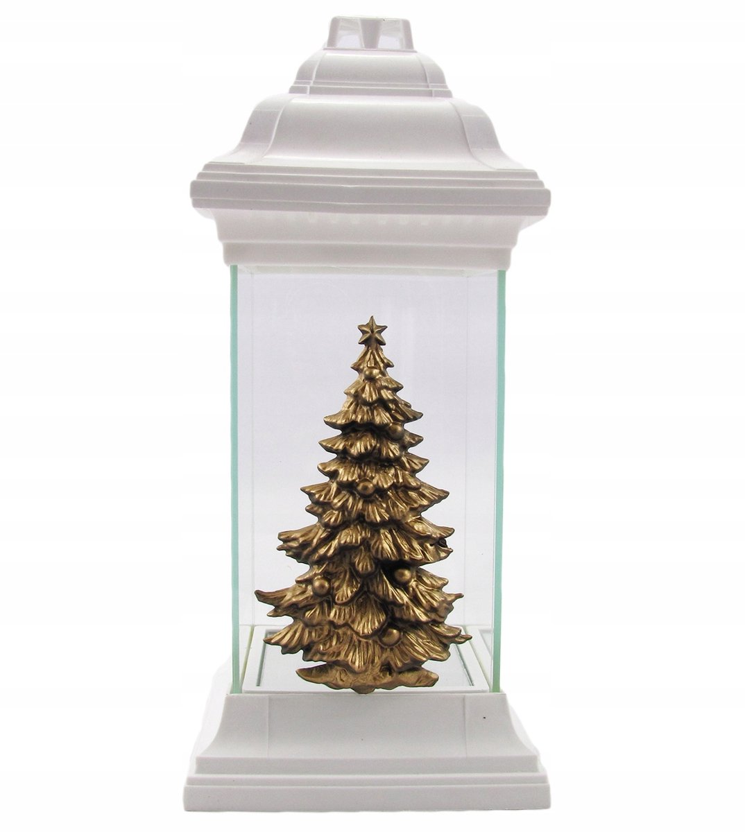 Grote Witte Kerst Znicz met Gouden Kerstboom - Stijlvolle Kerstdecoratie