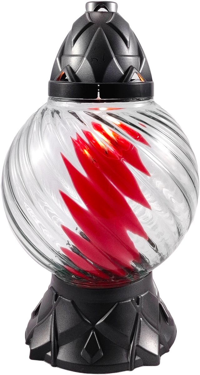 Glazen Lantaarn Bol met LED Kaars - 26cm