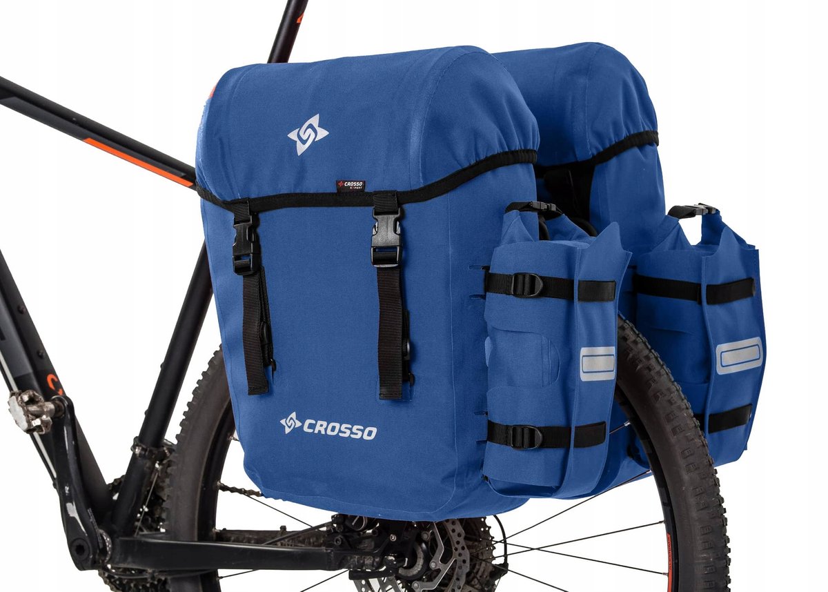 Crosso Expert 66 Fietstassen Set - Blauw, 66L, Waterdicht, Rail Systeem