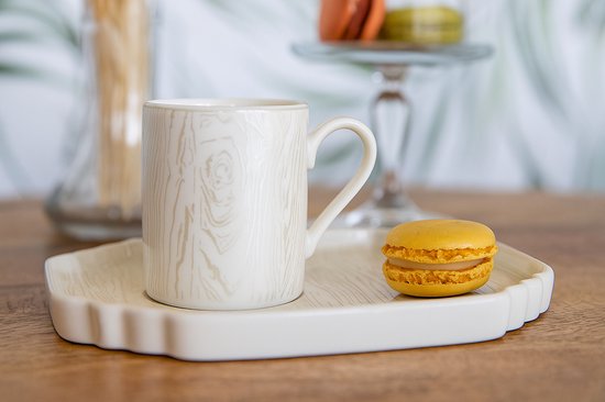 Service à expresso Schäfer 12 pièces – 6 tasses (100 ml) avec 6 assiettes à gâteau assorties – Wit avec motif