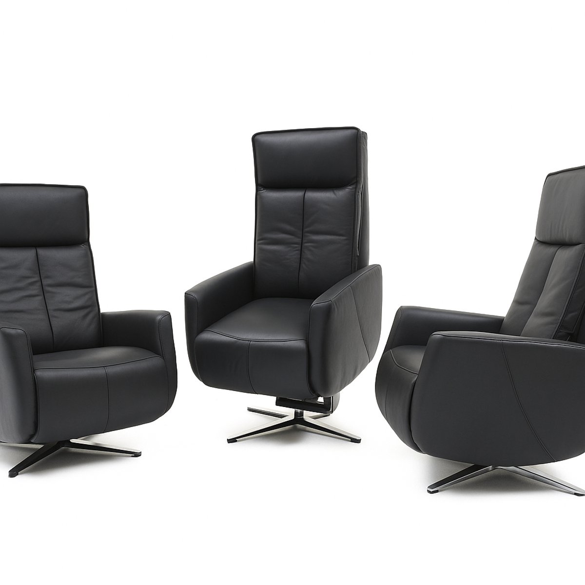 Swiss-Relax - Sta op stoel - Sereno - Zwart - Leer - gebruiksklaar afgeleverd - leder - draaibaar - elektrisch - relaxfauteuil – foto 4