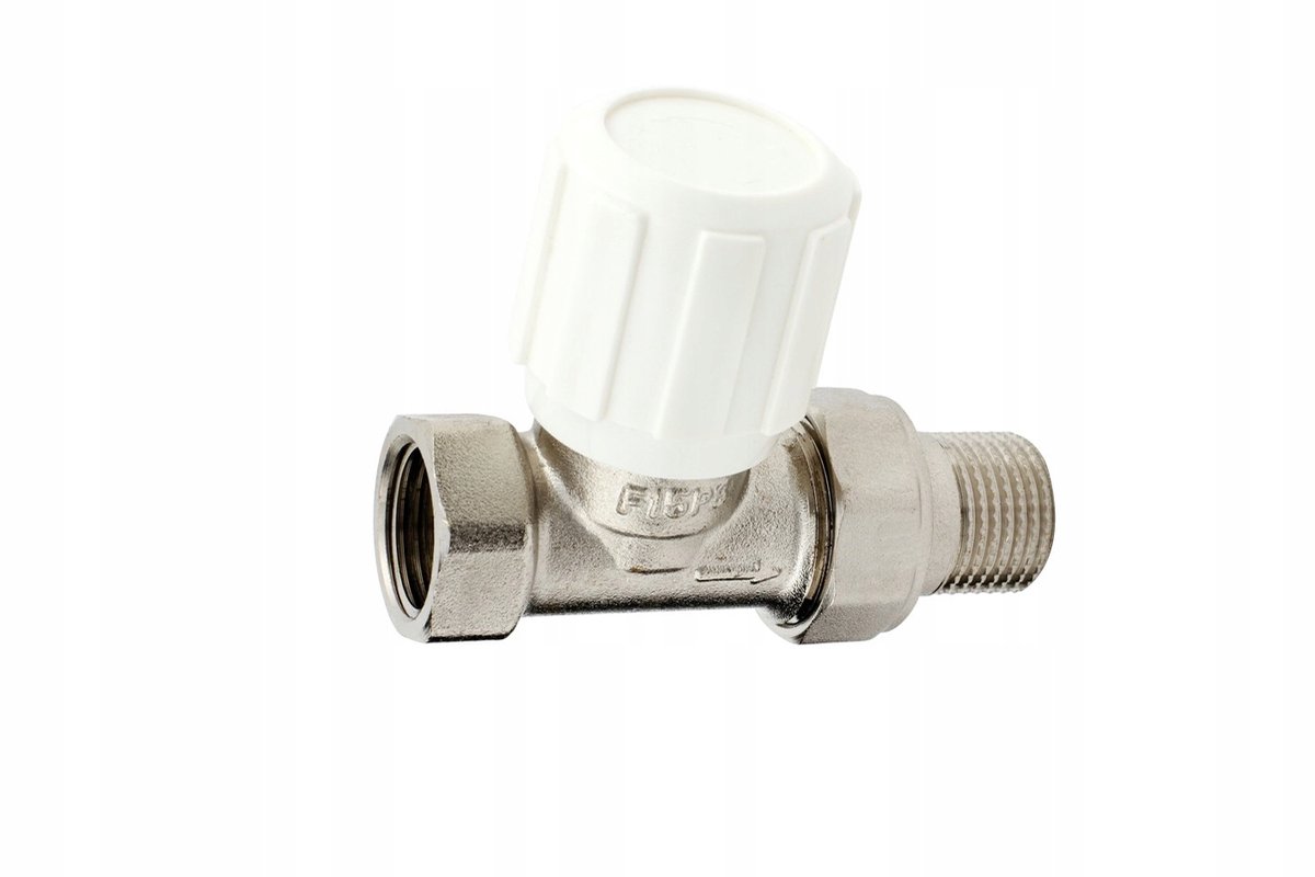 Rechte Radiatorkraan 1/2" - Messing Vernikkeld