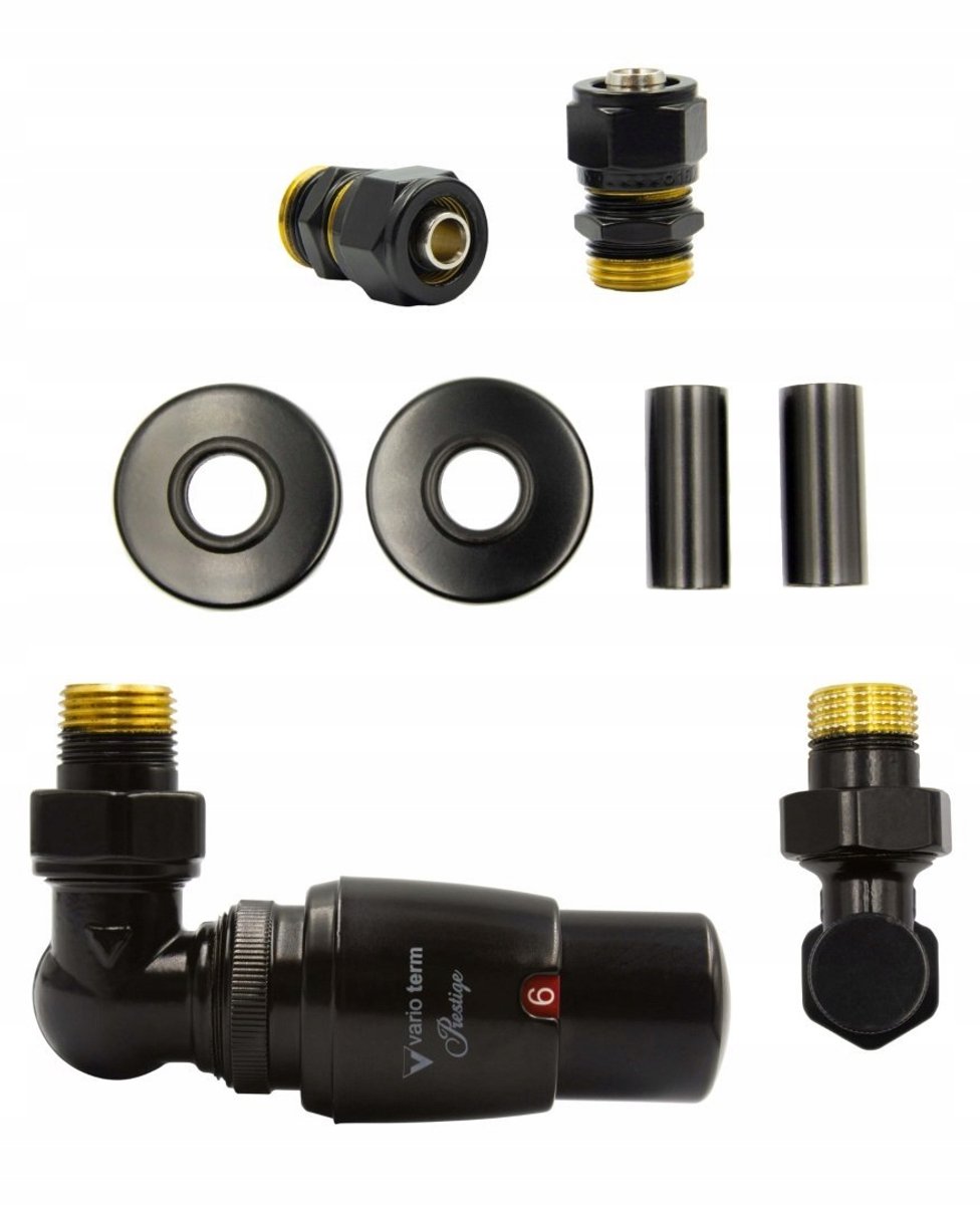 Vario-Term Master Thermostatische Klep Set Zwart Mat Links PEX AiO
