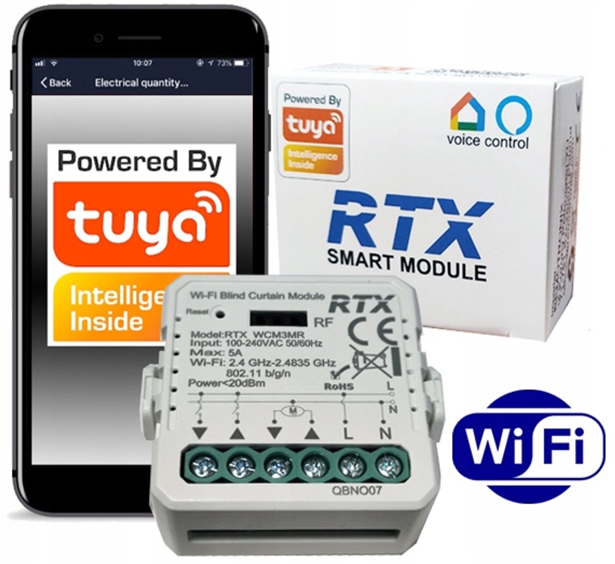 RTX Slim WiFi RF Jaloezieën Controller met Hoekinstelling - Tuya