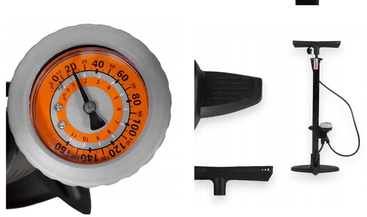Merkloze Fietspomp met Manometer - 12 Bar