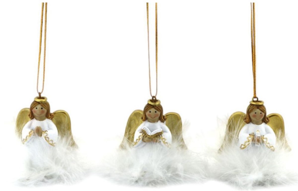 Home Society Kerst Ornament Engel Wit 3 stuks