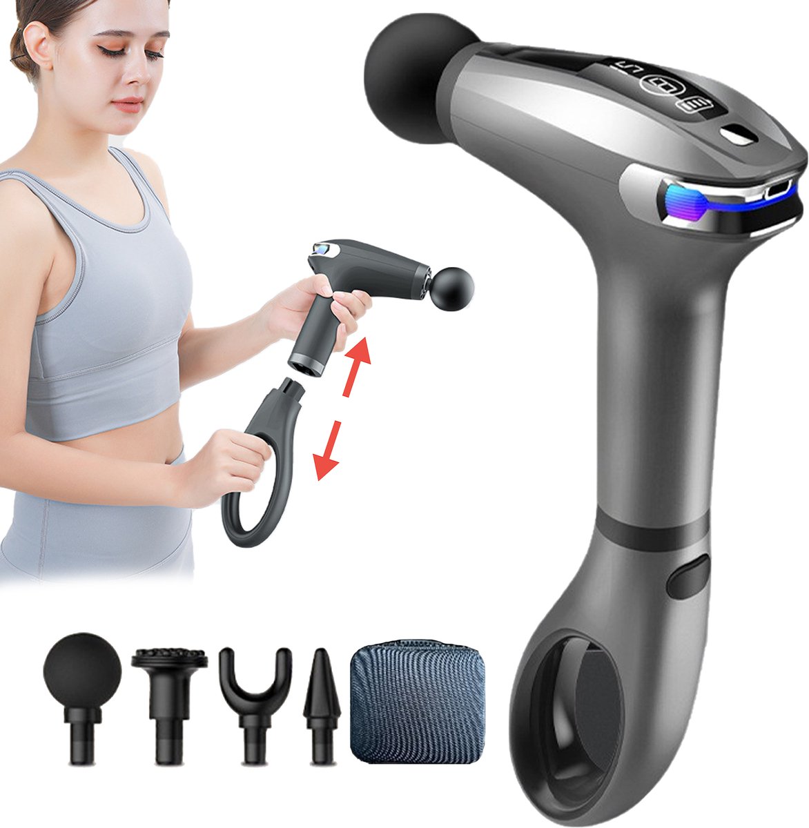 CHIWIN Massage-gun - Massagepistool met Afneembare Handgreep