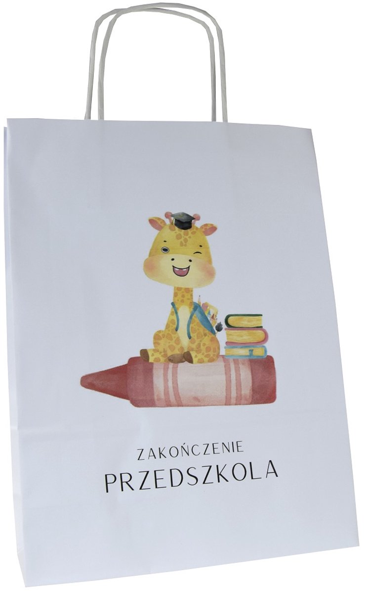 Papieren Cadeautas Giraf - Afscheid Kinderdagverblijf - 24x10x32cm