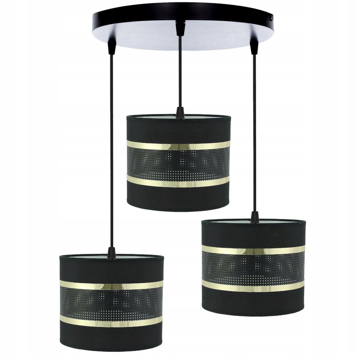 LIDO 3 K Plafondlamp Zwart - Moderne Hanglamp met Stoffen Kap